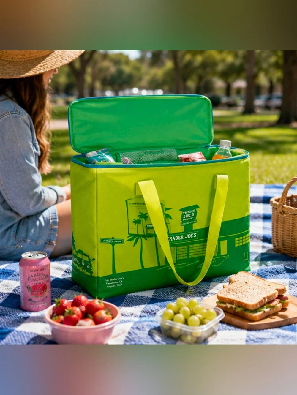 NWT Trader Joe's 8 Gal XL Reusable Bag Cooler Insulated Lime Green FREE GIFT🎁
